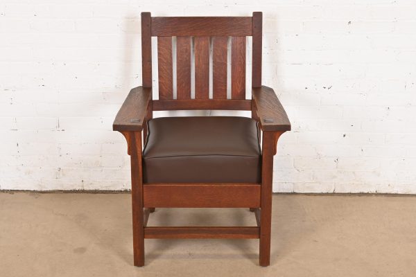 Gustav Stickley Antique Mission Oak Arts & Crafts Arm Chair - Image 3