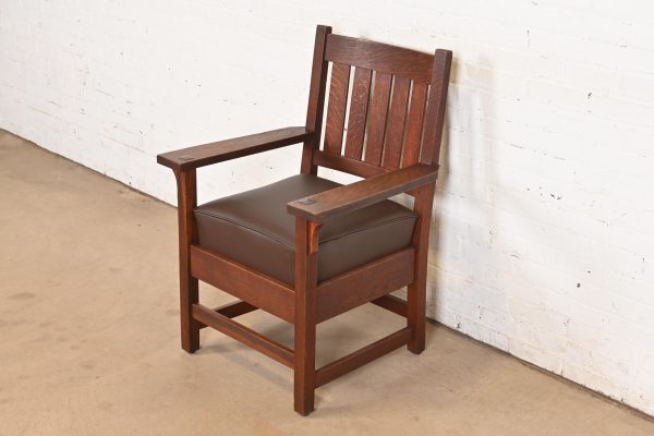 Gustav Stickley Antique Mission Oak Arts & Crafts Arm Chair - Image 4