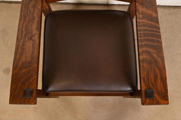 Gustav Stickley Antique Mission Oak Arts & Crafts Arm Chairs, Pair - Image 7