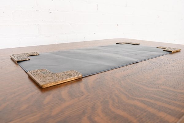 Tiffany Studios New York Zodiac Bronze Blotter Corners With Leather Desk Blotter - Image 4