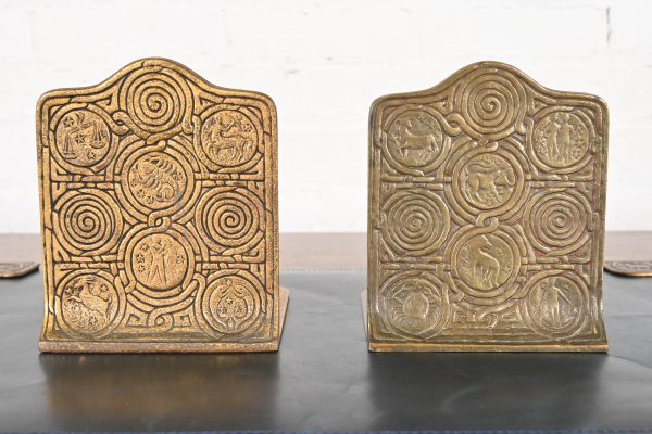 Tiffany Studios New York Bronze Doré Zodiac Bookends, Circa 1910 - Image 2