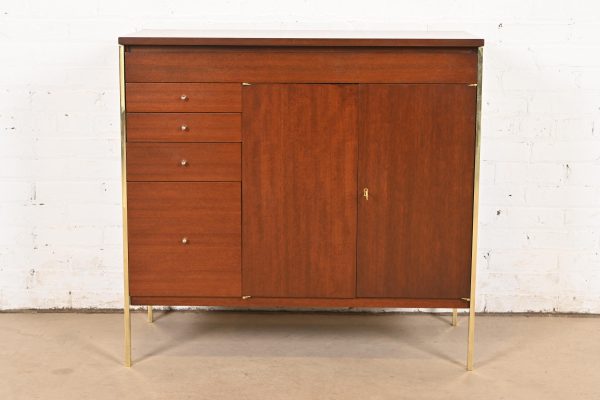 Paul McCobb Connoisseur Collection Mahogany and Brass Lift Top Bar Cabinet, Newly Refinished - Image 2