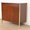 Paul McCobb Connoisseur Collection Mahogany and Brass Lift Top Bar Cabinet, Newly Refinished