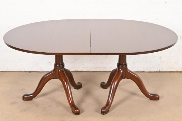 Kittinger Georgian Solid Mahogany Double Pedestal Extension Dining Table, Newly Refinished - Image 8