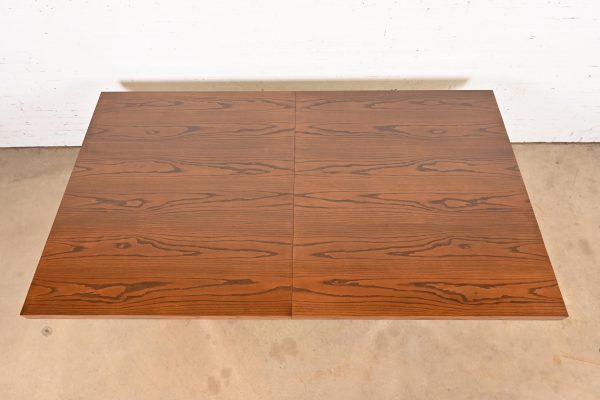 Roger Sprunger for Dunbar Mid-Century Modern Oak and Chrome Extension Dining Table, Newly Refinished - Image 9