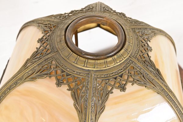 Antique Art Nouveau Slag Glass Table Lamp in the Manner of Handel, Circa 1920s - Image 6