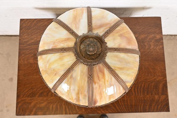 Antique Art Nouveau Slag Glass Table Lamp in the Manner of Handel, Circa 1920s - Image 6