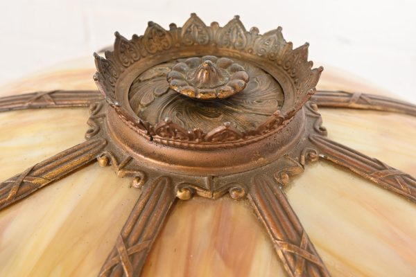 Antique Art Nouveau Slag Glass Table Lamp in the Manner of Handel, Circa 1920s - Image 7