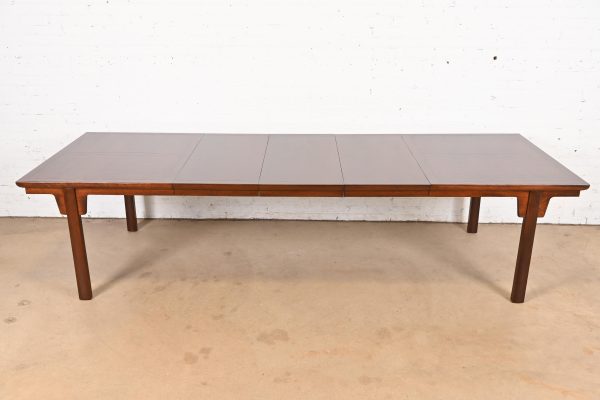 Michael Taylor for Baker Furniture Mid-Century Modern Burled Walnut Extension Dining Table, Newly Refinished - Image 2