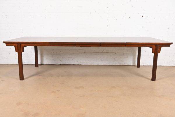 Michael Taylor for Baker Furniture Mid-Century Modern Burled Walnut Extension Dining Table, Newly Refinished - Image 3