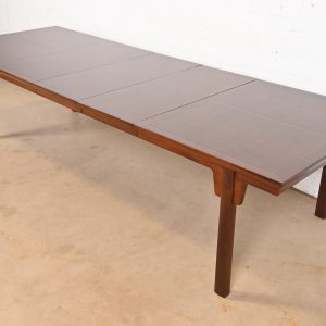 Michael Taylor for Baker Furniture Mid-Century Modern Burled Walnut Extension Dining Table, Newly Refinished