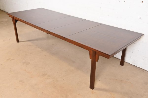 Michael Taylor for Baker Furniture Mid-Century Modern Burled Walnut Extension Dining Table, Newly Refinished