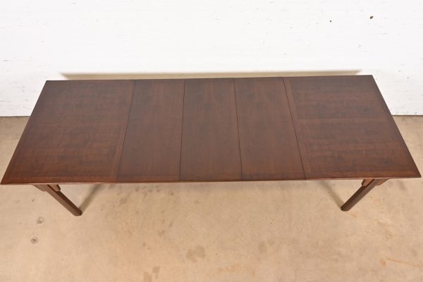 Michael Taylor for Baker Furniture Mid-Century Modern Burled Walnut Extension Dining Table, Newly Refinished - Image 5