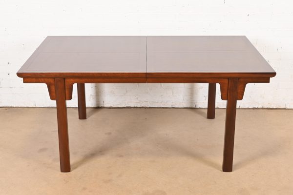 Michael Taylor for Baker Furniture Mid-Century Modern Burled Walnut Extension Dining Table, Newly Refinished - Image 7