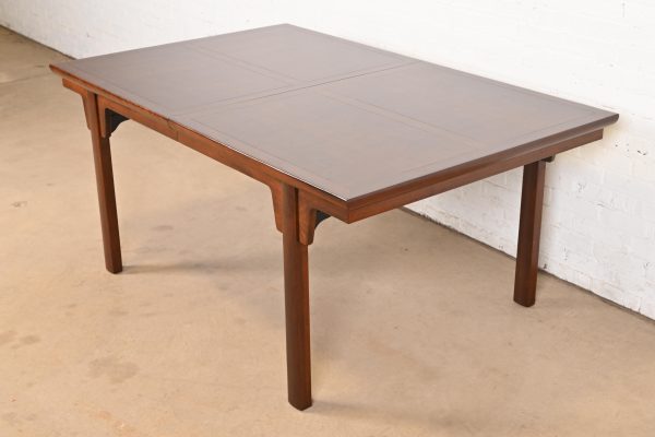Michael Taylor for Baker Furniture Mid-Century Modern Burled Walnut Extension Dining Table, Newly Refinished - Image 8