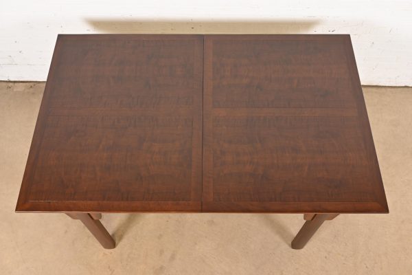 Michael Taylor for Baker Furniture Mid-Century Modern Burled Walnut Extension Dining Table, Newly Refinished - Image 9