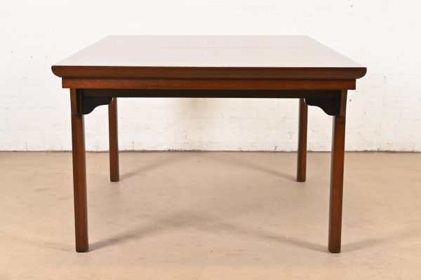 Michael Taylor for Baker Furniture Mid-Century Modern Burled Walnut Extension Dining Table, Newly Refinished - Image 10