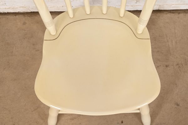 Ethan Allen American Carved Cream Lacquered Solid Maple Spindle Back Side Chair or Desk Chair - Image 7