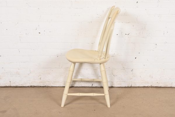 Ethan Allen American Carved Cream Lacquered Solid Maple Spindle Back Side Chair or Desk Chair - Image 8