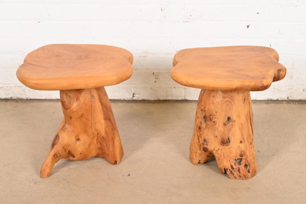 Organic Modern Burl Root Occasional Side Tables, Pair - Image 3