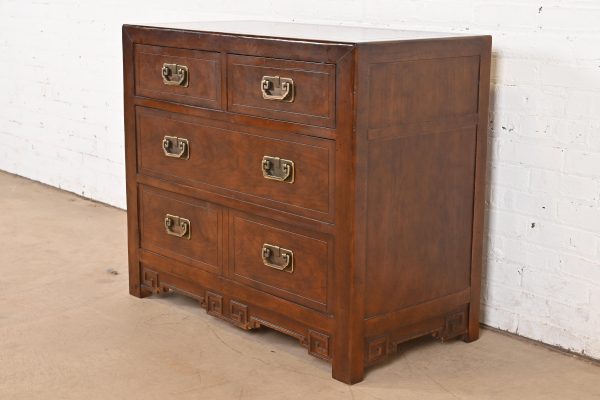 Michael Taylor for Baker Furniture Hollywood Regency Chinoiserie Carved Walnut Dresser Chest, Circa 1970s - Image 3