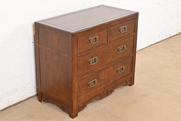 Michael Taylor for Baker Furniture Hollywood Regency Chinoiserie Carved Walnut Dresser Chest, Circa 1970s - Image 4