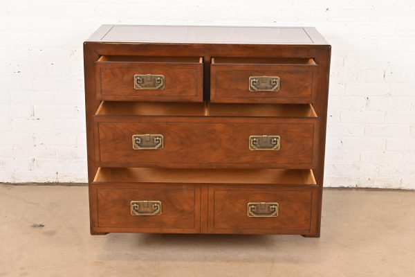Michael Taylor for Baker Furniture Hollywood Regency Chinoiserie Carved Walnut Dresser Chest, Circa 1970s - Image 5