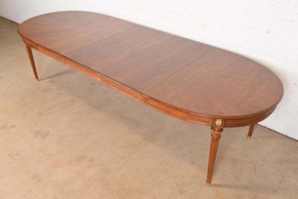 Henredon French Regency Louis XVI Cherry Wood Extension Dining Table, Newly Refinished