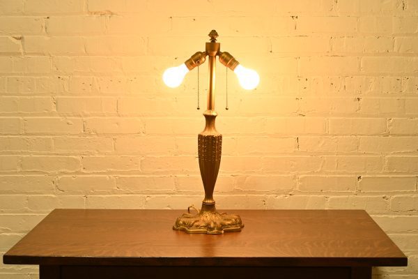 Antique Art Nouveau Slag Glass Table Lamp in the Manner of Handel, Circa 1910 - Image 9