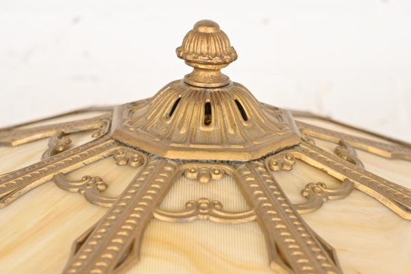 Antique Art Nouveau Slag Glass Table Lamp in the Manner of Handel, Circa 1910 - Image 5