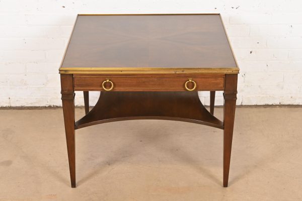 Baker Furniture French Regency Louis XVI Burled Walnut and Brass Tea Table or Occasional Side Table - Image 3