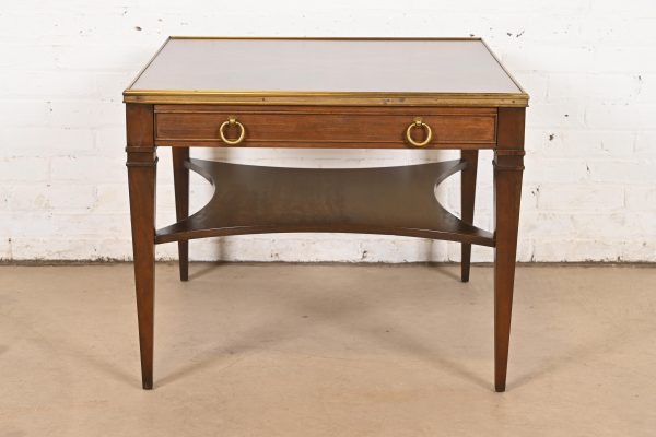 Baker Furniture French Regency Louis XVI Burled Walnut and Brass Tea Table or Occasional Side Table - Image 2