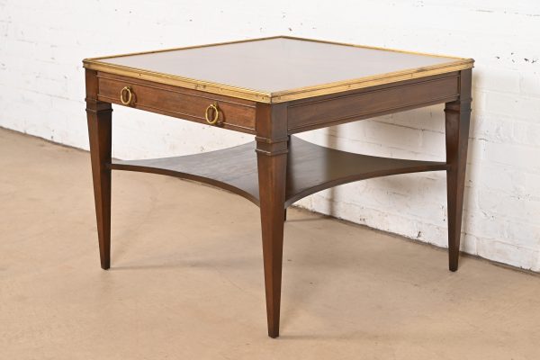 Baker Furniture French Regency Louis XVI Burled Walnut and Brass Tea Table or Occasional Side Table