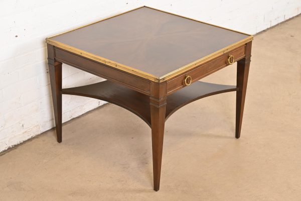Baker Furniture French Regency Louis XVI Burled Walnut and Brass Tea Table or Occasional Side Table - Image 4
