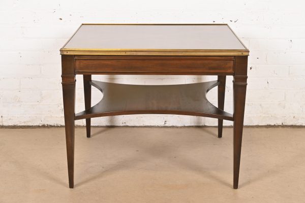 Baker Furniture French Regency Louis XVI Burled Walnut and Brass Tea Table or Occasional Side Table - Image 10
