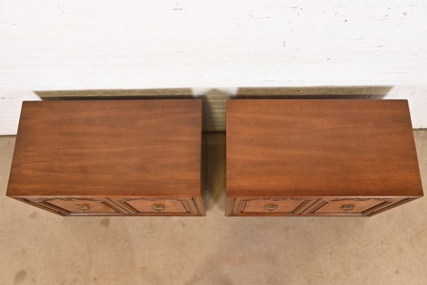 Henredon French Provincial Louis XV Carved Walnut Buffet Servers or Bar Cabinets, Pair - Image 9