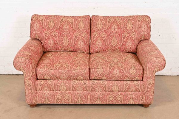 Ethan Allen Contemporary Paisley Upholstered Loveseat - Image 2