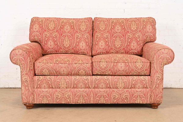 Ethan Allen Contemporary Paisley Upholstered Loveseat