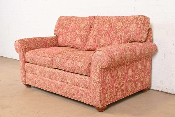 Ethan Allen Contemporary Paisley Upholstered Loveseat - Image 3