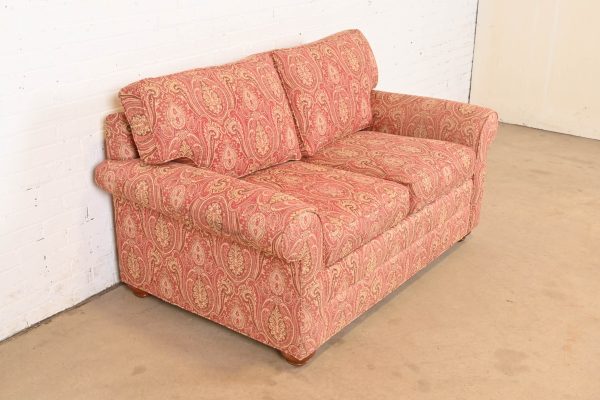 Ethan Allen Contemporary Paisley Upholstered Loveseat - Image 4