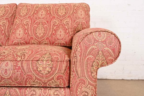 Ethan Allen Contemporary Paisley Upholstered Loveseat - Image 7