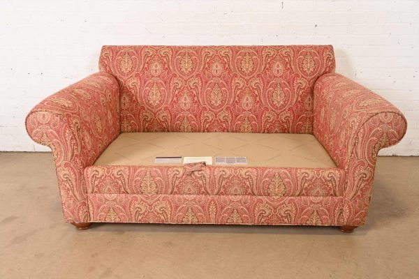 Ethan Allen Contemporary Paisley Upholstered Loveseat - Image 8