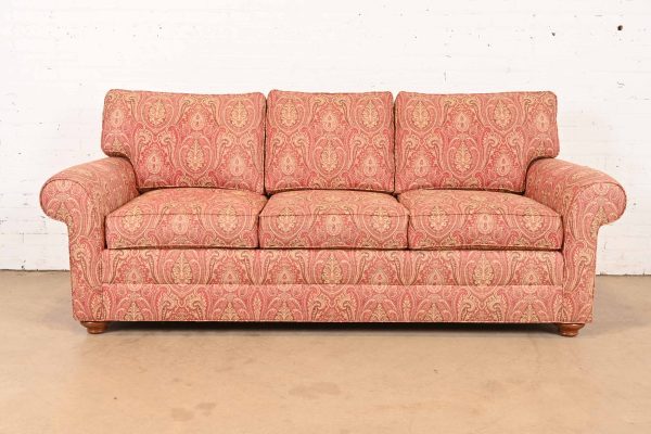 Ethan Allen Contemporary Paisley Upholstered Sofa
