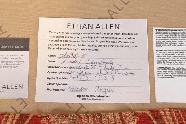 Ethan Allen Contemporary Paisley Upholstered Sofa - Image 8