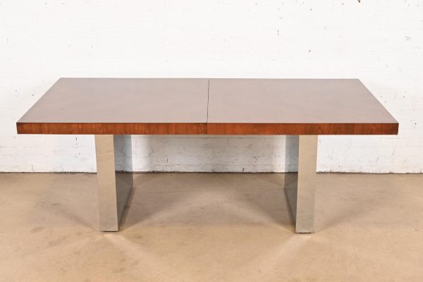 Milo Baughman for Thayer Coggin Mid-Century Modern Walnut and Chrome Dining Table, Newly Refinished - Image 2
