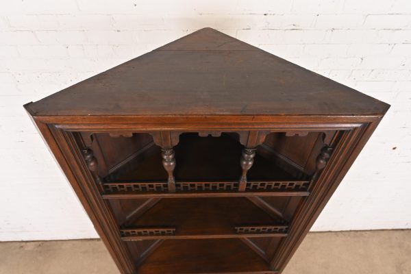 Signed Herter Brothers Eastlake Victorian Carved Mahogany Corner Cabinet, Circa 1890s - Image 7