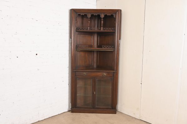 Signed Herter Brothers Eastlake Victorian Carved Mahogany Corner Cabinet, Circa 1890s - Image 2
