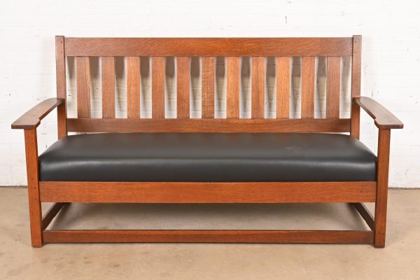 Charles Stickley Antique Mission Oak Arts & Crafts Settle Sofa or Bench, Circa 1900 - Image 2