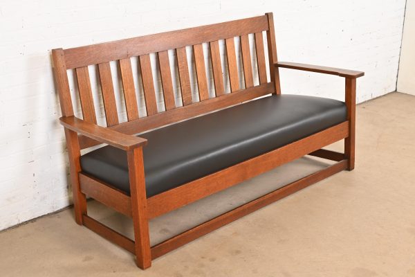 Charles Stickley Antique Mission Oak Arts & Crafts Settle Sofa or Bench, Circa 1900 - Image 4