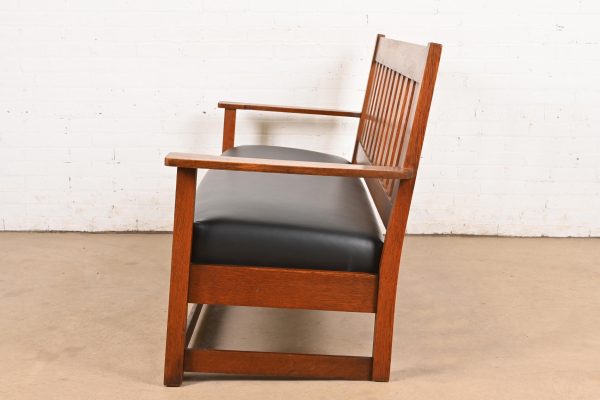Charles Stickley Antique Mission Oak Arts & Crafts Settle Sofa or Bench, Circa 1900 - Image 8